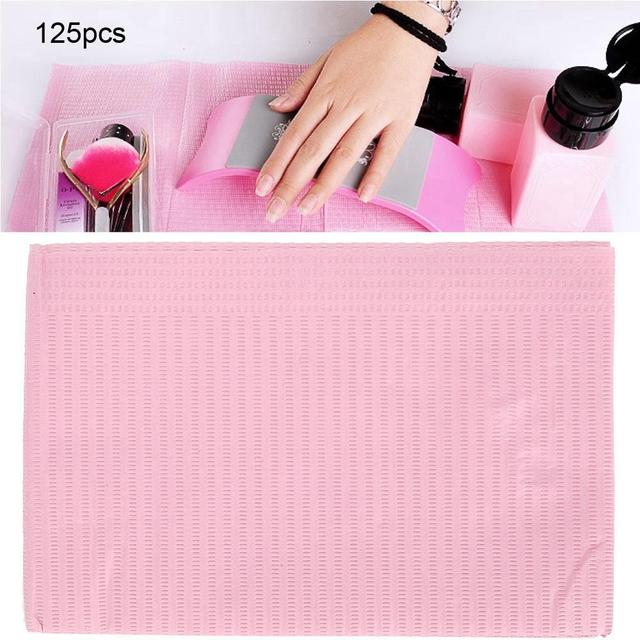 125 Pcs Pink Nail Table Mat Disposable Waterproof Semi-permanent